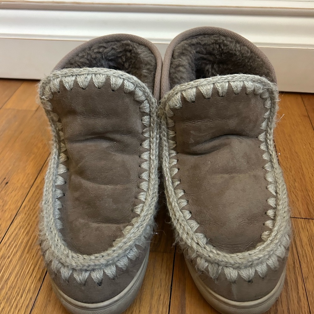 Mou Ankle Boots in Taupe and Cream